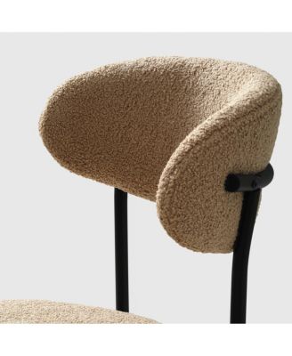 Mid-Century Modern Upholstered Sherpa Round Dining Chairs (Set of 2)