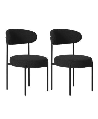 Mid-Century Modern Upholstered Sherpa Round Dining Chairs (Set of 2)