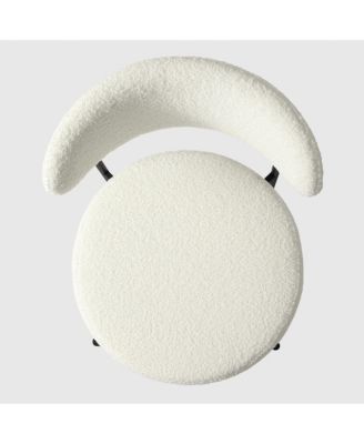 Mid-Century Modern Upholstered Sherpa Round Dining Chairs (Set of 2)