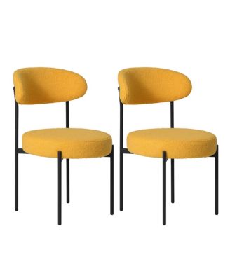 Mid-Century Modern Upholstered Sherpa Round Dining Chairs (Set of 2)