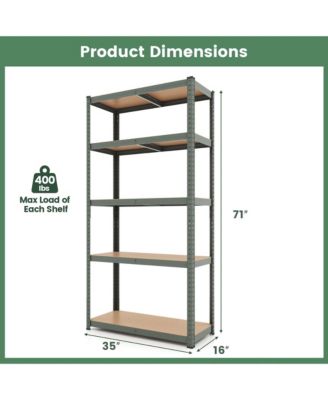 5 Tier Adjustable Garage Shelving Unit with 2000 lbs Max Load for Warehouse