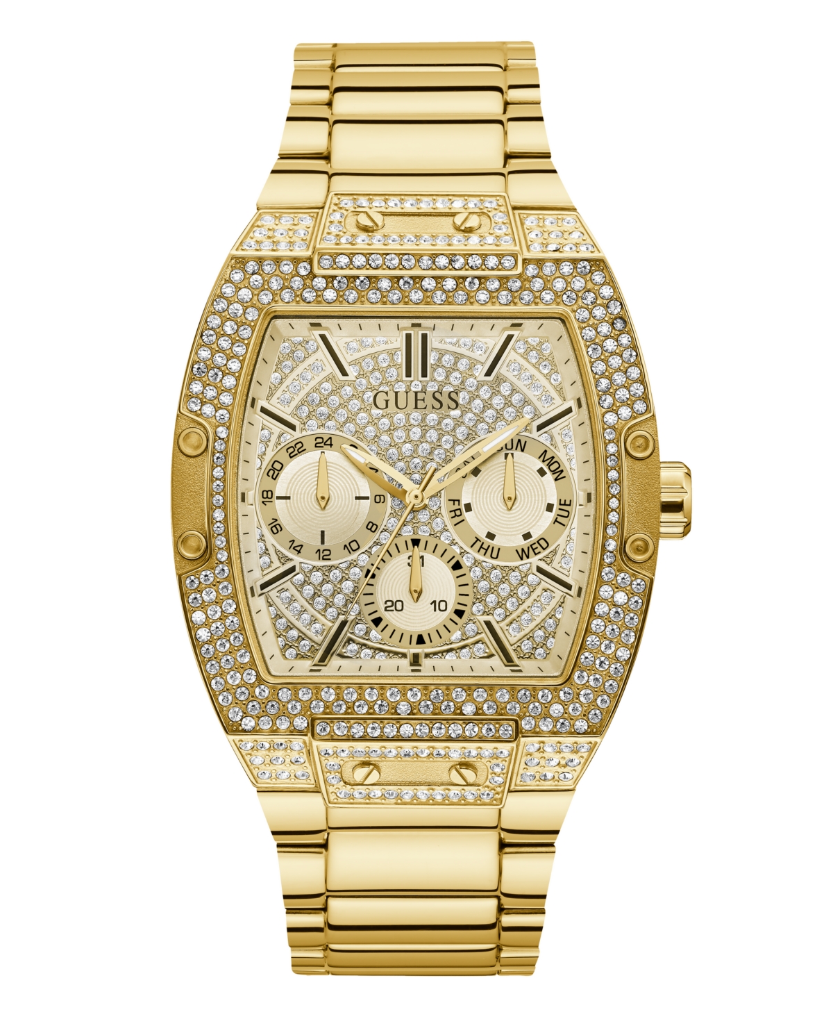 Guess Men's Multi-function Gold Tone Steel Watch, 43mm In Gold Tone