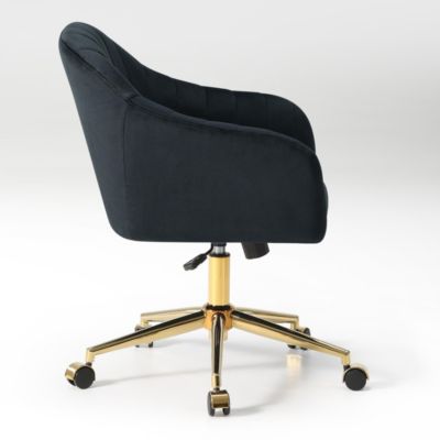 Upholstered Velvet Swivel Vanity Office Chair With Wheels