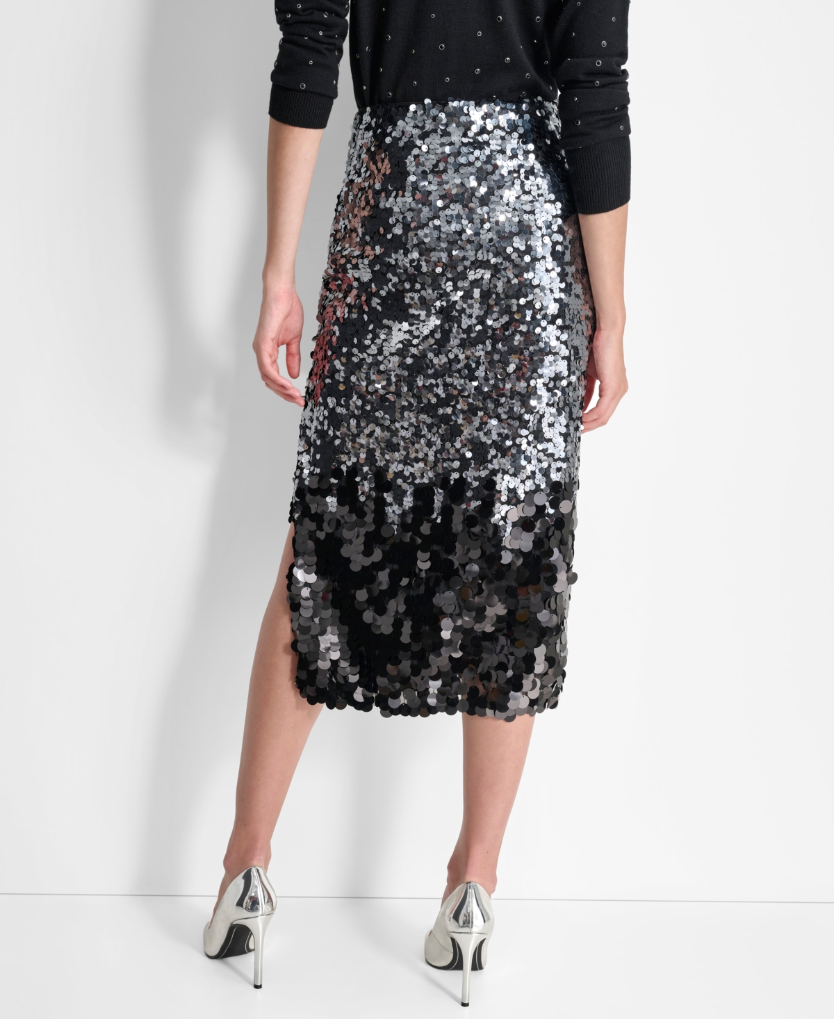 Dkny Women's Multi-Scale Sequin Pull-On Midi Skirt -gunmet