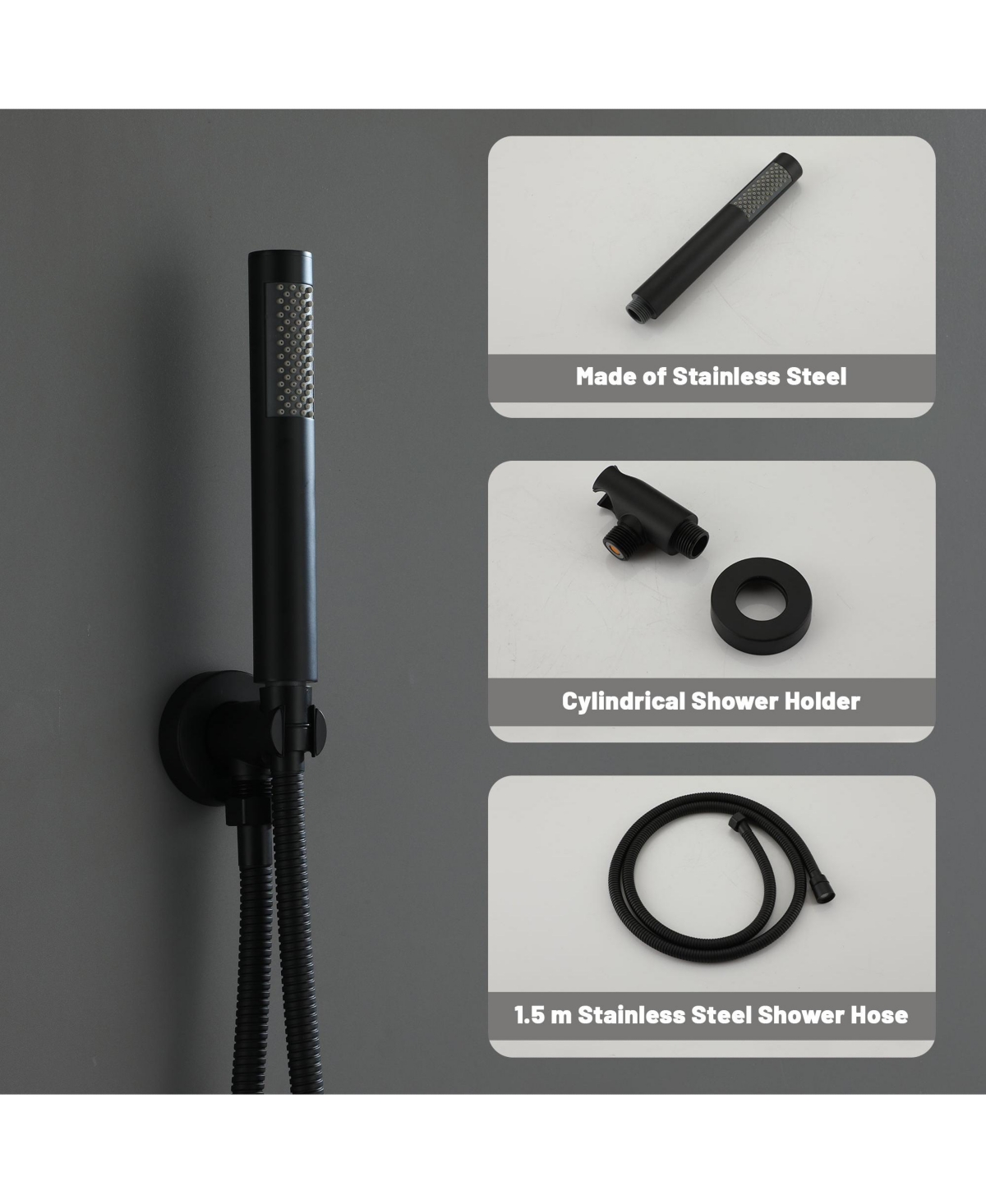 Boyel Living 1-Spray Patterns with 2.5 Gpm in. Round Wall Mount Dual Shower Heads with Pressure Balance Valve