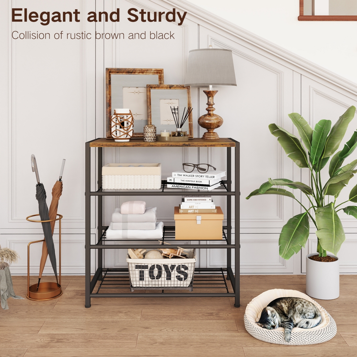 Skonyon 3-Tier Bamboo Shoe Rack Storage Organizer with Adjustable Shelving