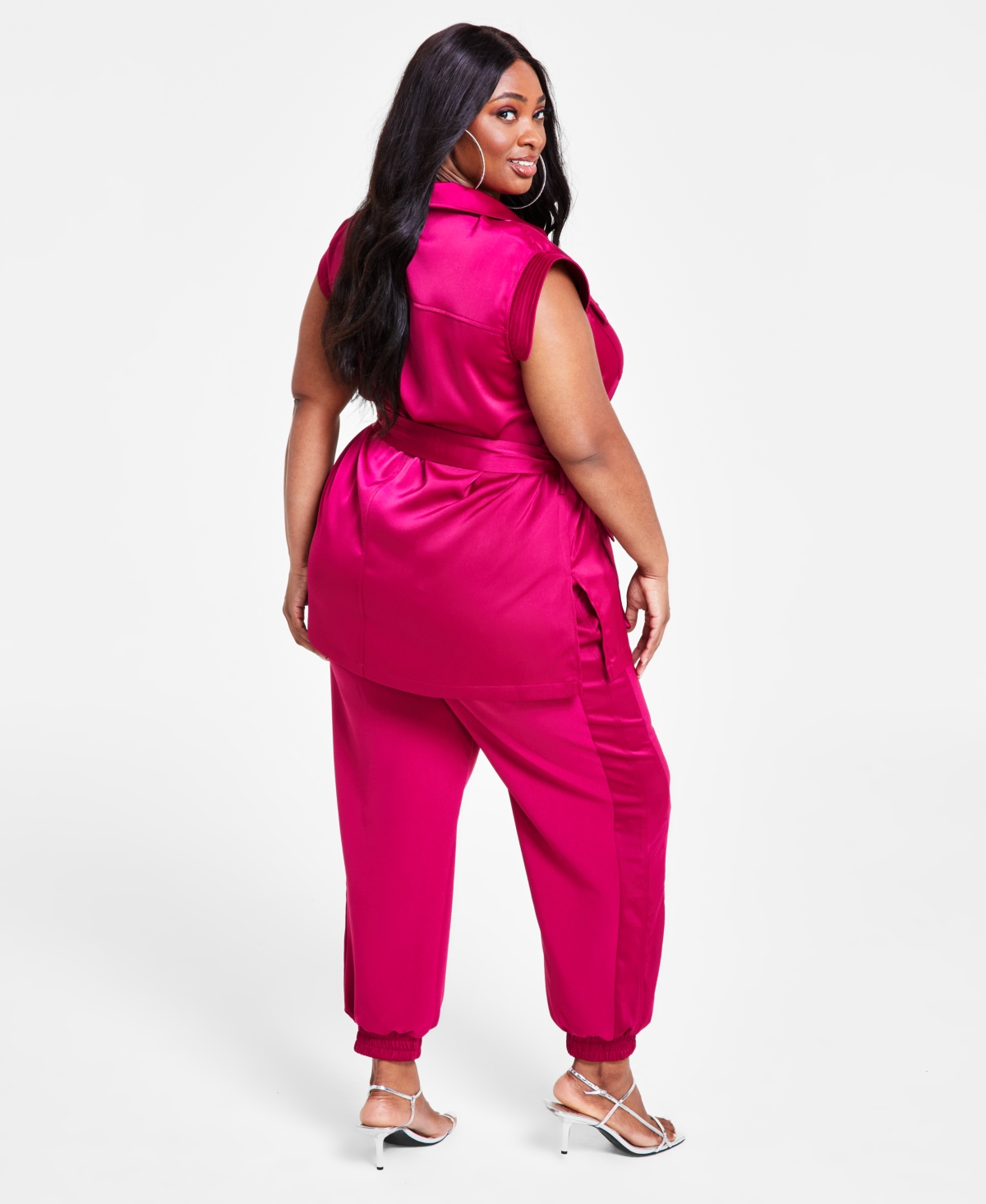 Nina Parker Trendy Plus Size Tie-Waist Utility Vest