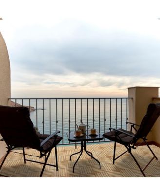 10PCS 12'' x 12'' Acacia Wood Deck Tiles Interlocking