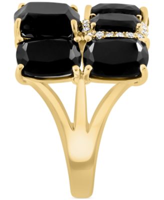 EFFY&reg; Blue Topaz (11-3/4 ct. t.w.) & Diamond (1/6 ct. t.w.) Cluster Statement Ring in 14k Gold