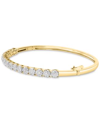 EFFY&reg; Diamond Multi Cluster Bangle Bracelet (7/8 ct. t.w.) in 14k Two-Tone Gold