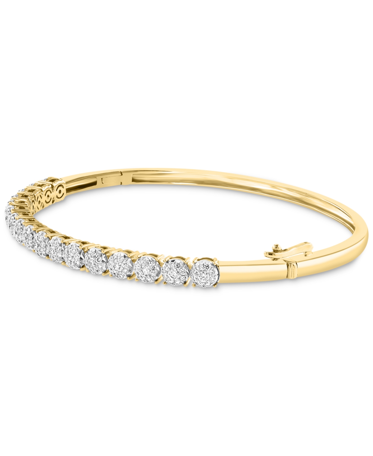 Effy Collection Effy Diamond Multi Cluster Bangle Bracelet (7/8 Ct. T.w.) In 14k Two-tone Gold In Ylw,wht Go