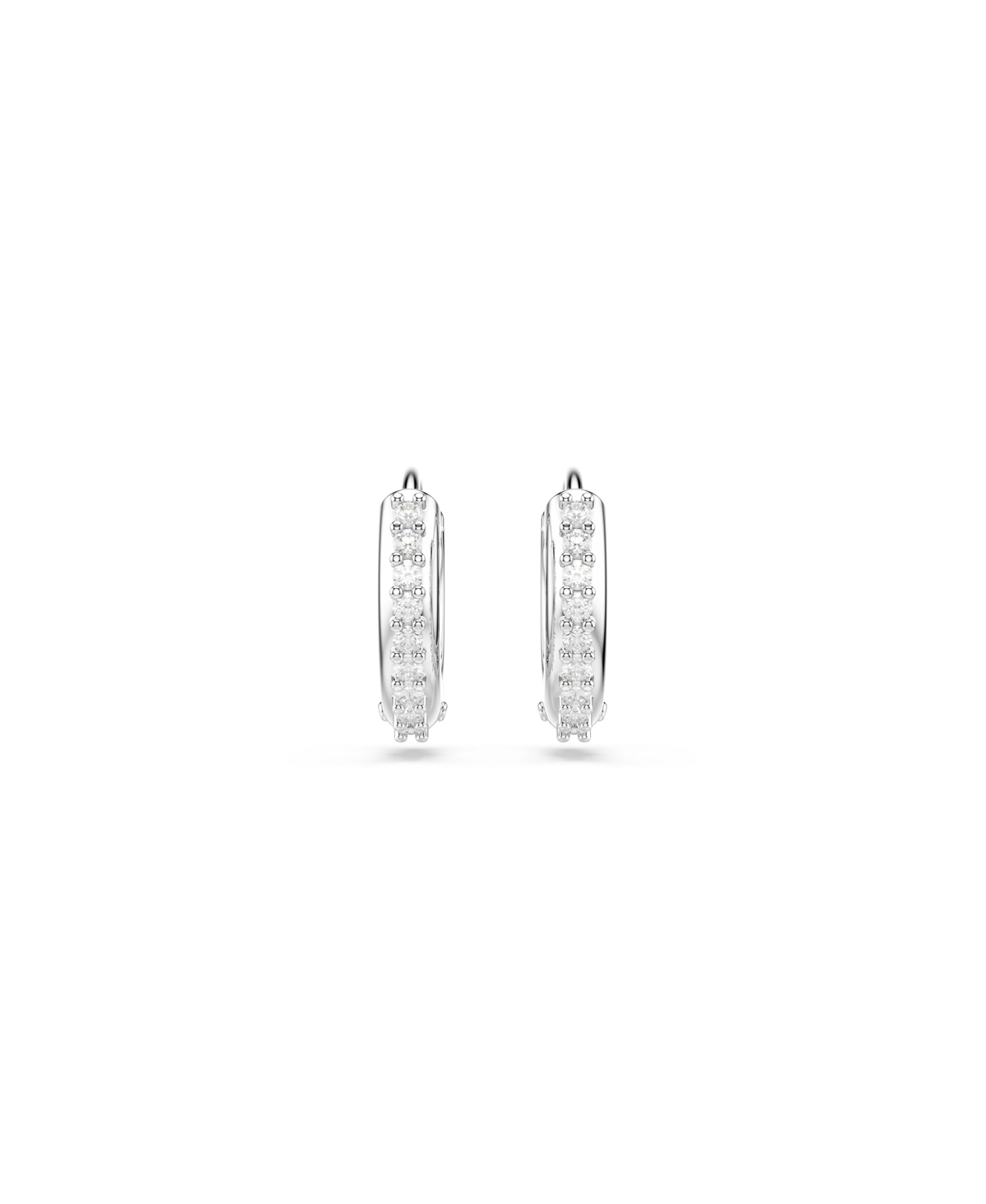Swarovski Round Cut White Rhodium Plated Matrix Hoop Earrings In Silver