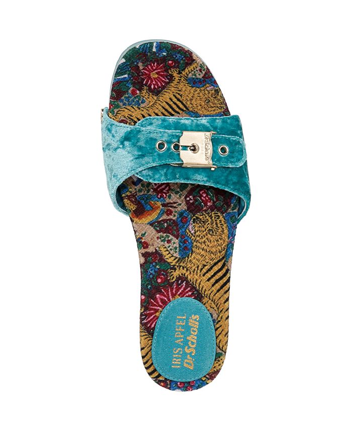 Dr. Scholl's Women's Original Too Slide Sandal - Navy Blue Leather With Comfort Footbed