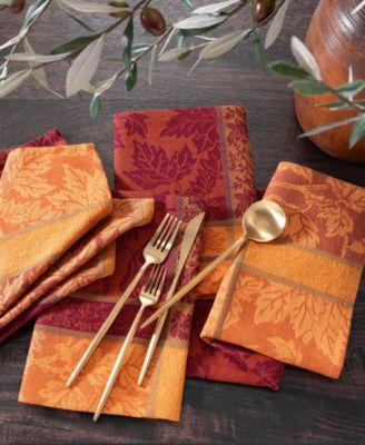 Maplewood Jacquard Harvest Cotton Napkins 17" x 17", Set of 8	