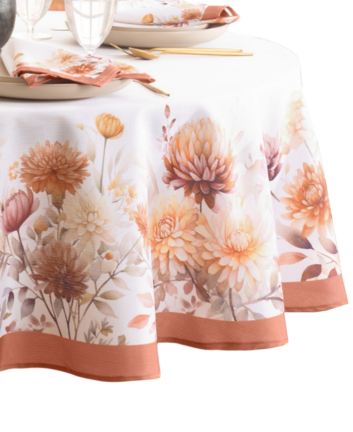 Elrene Autumn Blooms Oval Tablecloth, 60" X 84" Oval In Multi