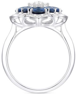 Emerald (1-3/4 ct. t.w.) & Diamond (1/4 ct. t.w.) Pear Flower Ring in 14k Gold (Also in Ruby & Sapphire)