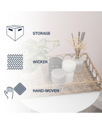 Jonathan Y Honeycomb 19.75" Rustic Bohemian Hand-Woven Rattan Tray