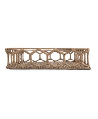 Jonathan Y Honeycomb 19.75" Rustic Bohemian Hand-Woven Rattan Tray
