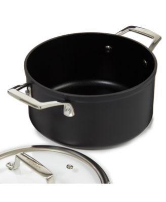 Essentials Non-stick Hard Anodized 10" Stockpot 5.3qt. With Glass Lid, Black