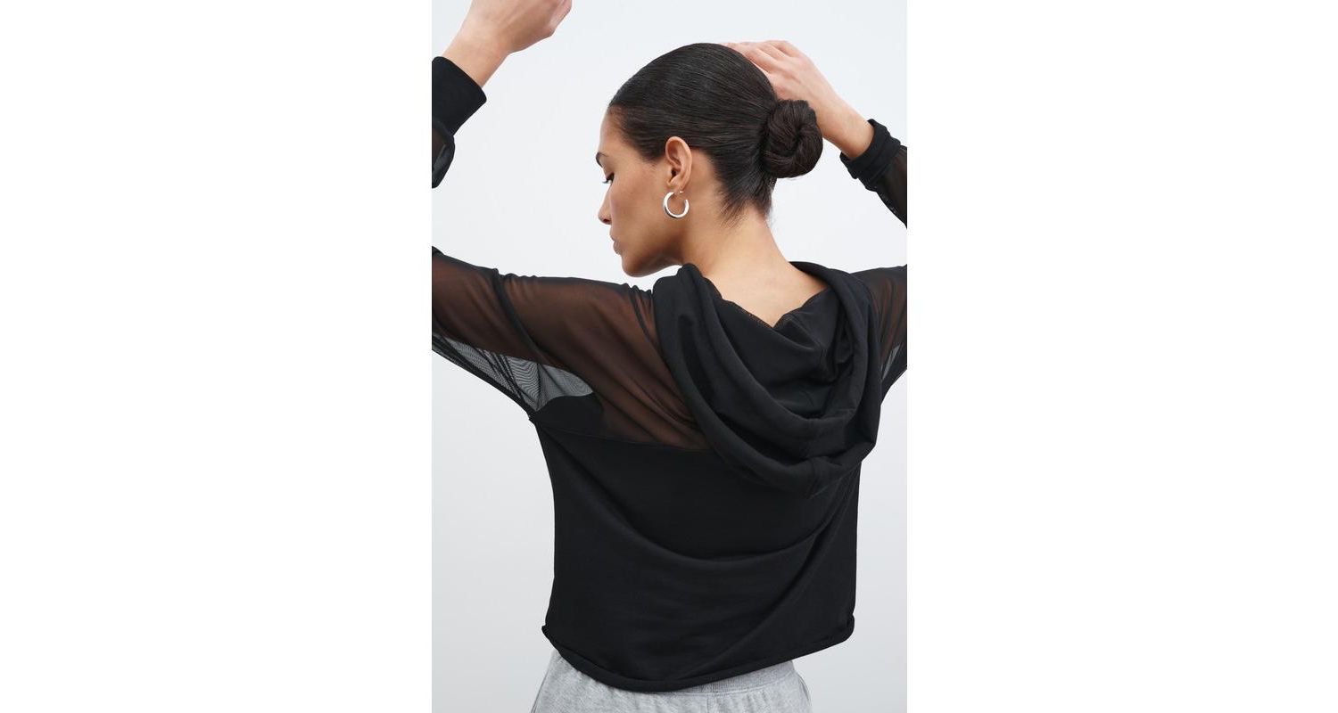 Women's Park Sheer Mesh-Sleeve Lightweight Relaxed Hoodie