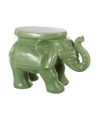 White Elephant 14.25" Ceramic Garden Stool, Red