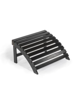 Saranac 2-Piece Traditional Rustic Acacia Wood Adirondack Chair with Detachable Ottoman, Cashmere Blue