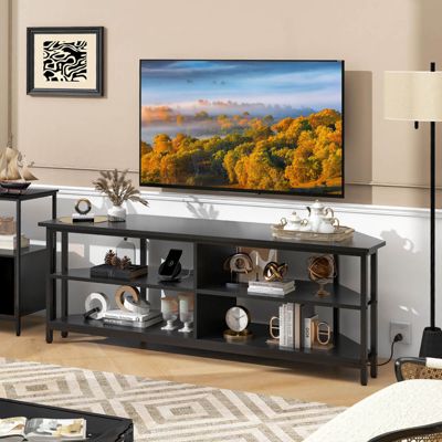 Corner TV Stand for TVs up to 65" TV Console Table with AC Outlets&USB A Ports