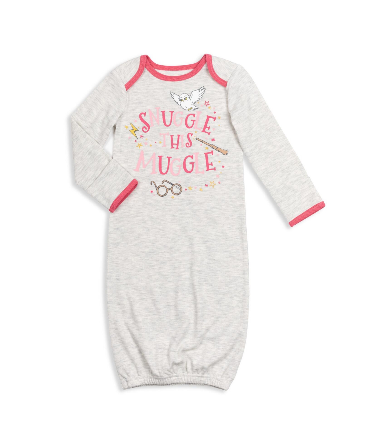 Harry Potter Baby Girls Hedwig Owl Baby 3 Pack Sleeper Gown to -/ pink / heather grey