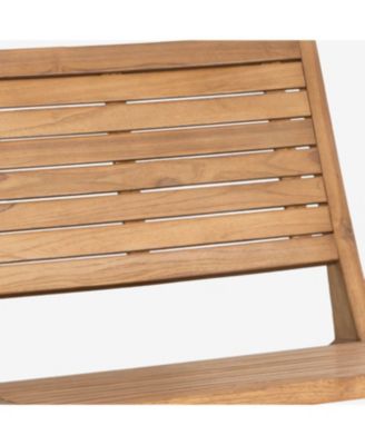 Leo Mid-Century Modern Wood Armless Outdoor Patio Chair, Natural