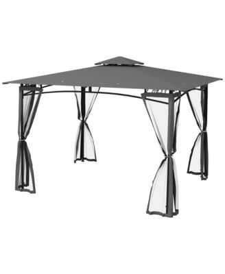 10' x 12' Patio Gazebo with Netting and 2 Tier Roof,