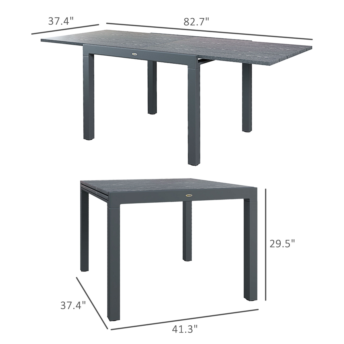 Outsunny Extendabl Outdoor Dining Table, Aluminum Frame Garden Table, Gray