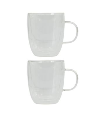Retro Machiato Large 16 Ounce Insulated Double Wall Glass Coffee & Tea Cups, Set of 2