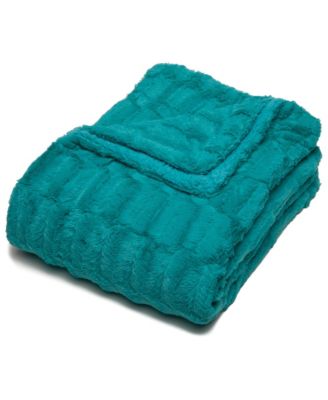 Premium Fuzzy Faux Fur Microfiber Polyester Reversible Throw Blanket, Throw