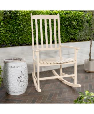 Seagrove Farmhouse Classic Slat-Back 350-LBS Support Acacia Wood Outdoor Rocking Chair, Almond