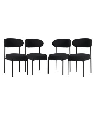 Mid-Century Modern Upholstered Sherpa Round Dining Chairs (Set of 4)