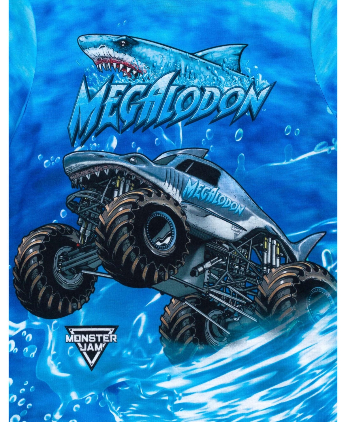 Monster Jam Toddler Boys Pullover Pajama Shirt and Shorts Sleep Set to Grave Digger El Toro Loco- Megalodon
