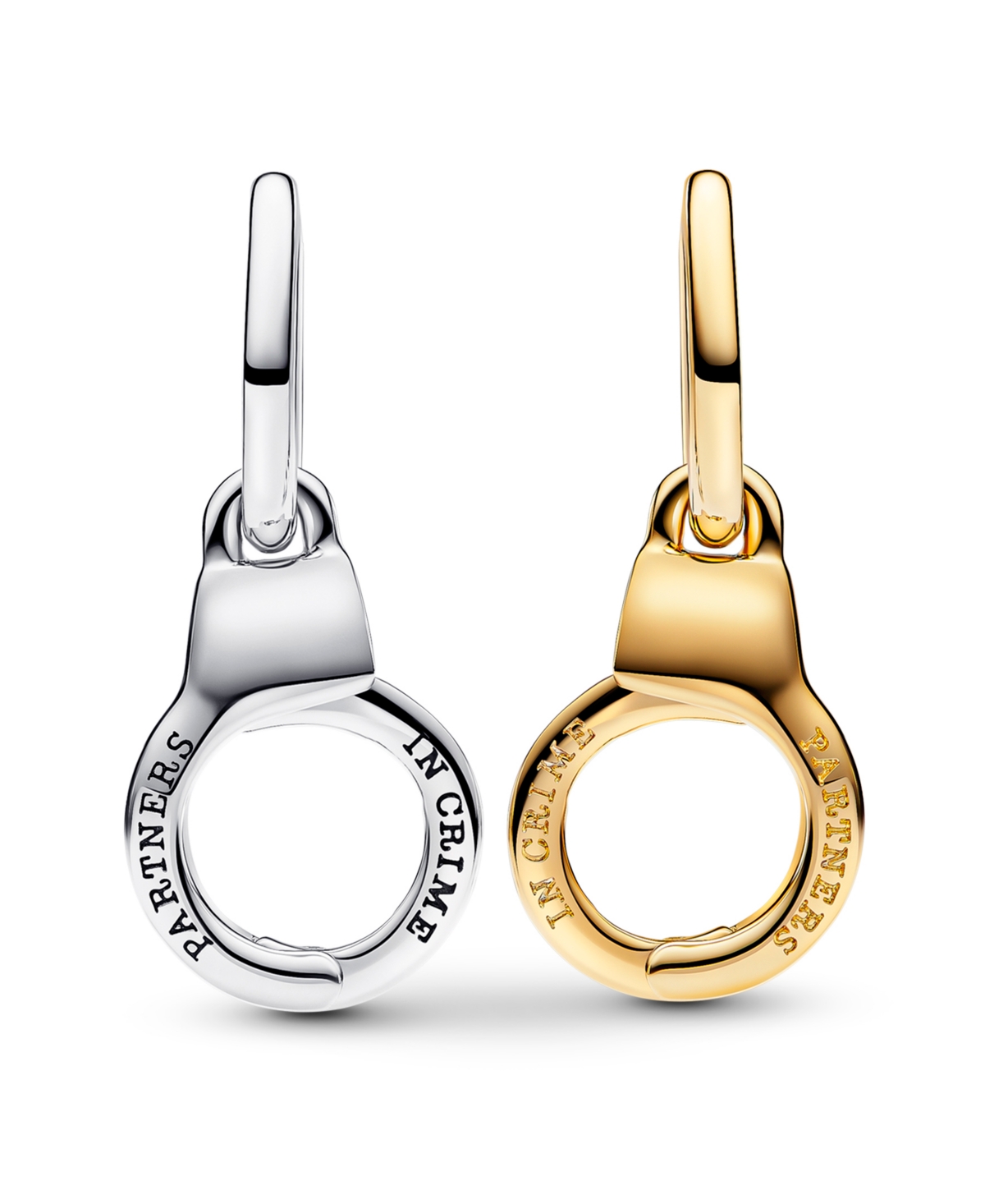 PANDORA STERLING SILVER AND 14K GOLD-PLATED UNIQUE METAL BLEND OPENABLE & SPLITTABLE HANDCUFFS DANGLE CHARM 