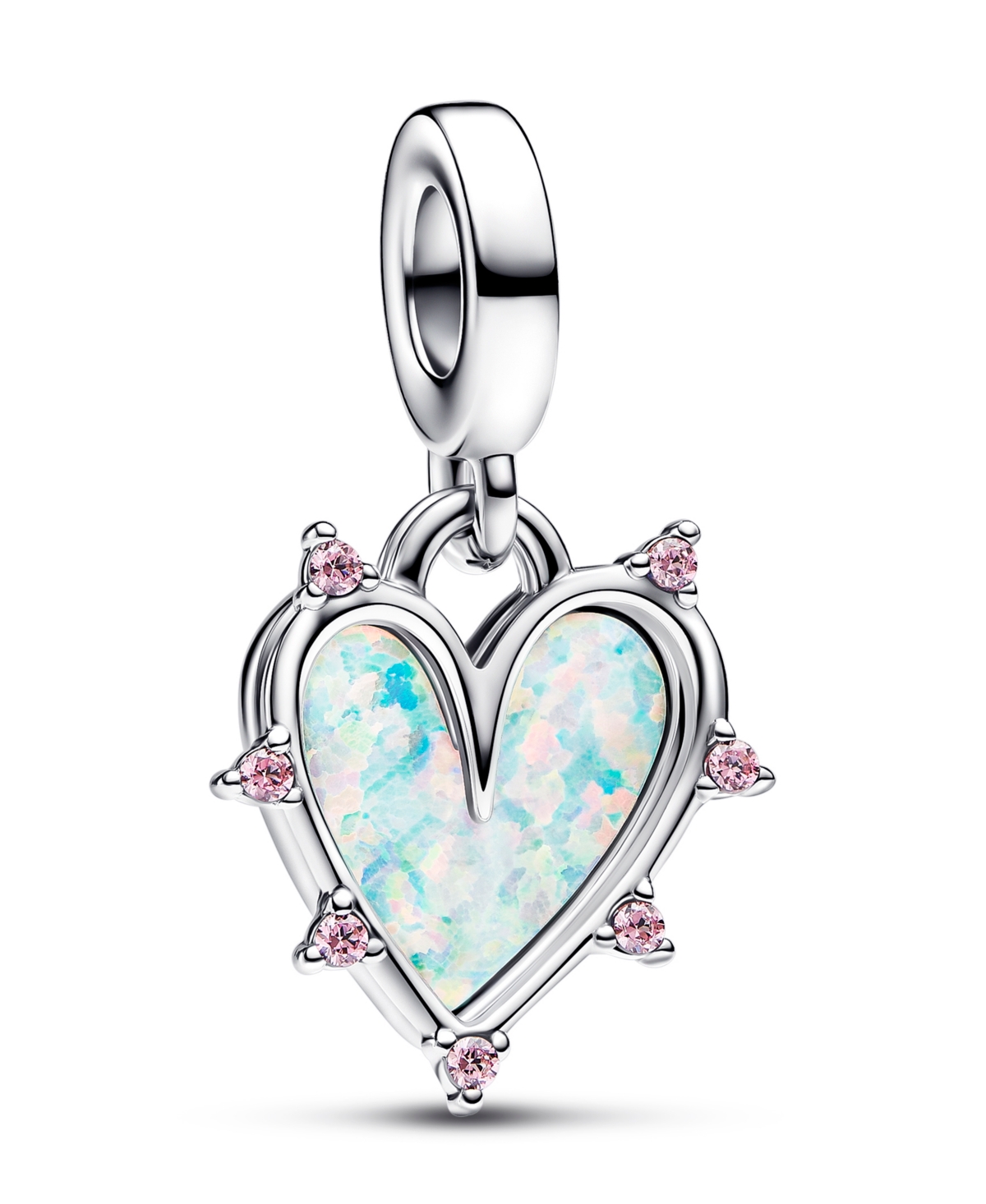 Pandora Sterling Silver Friendship Opalescent Double Dangle Charm In Silver