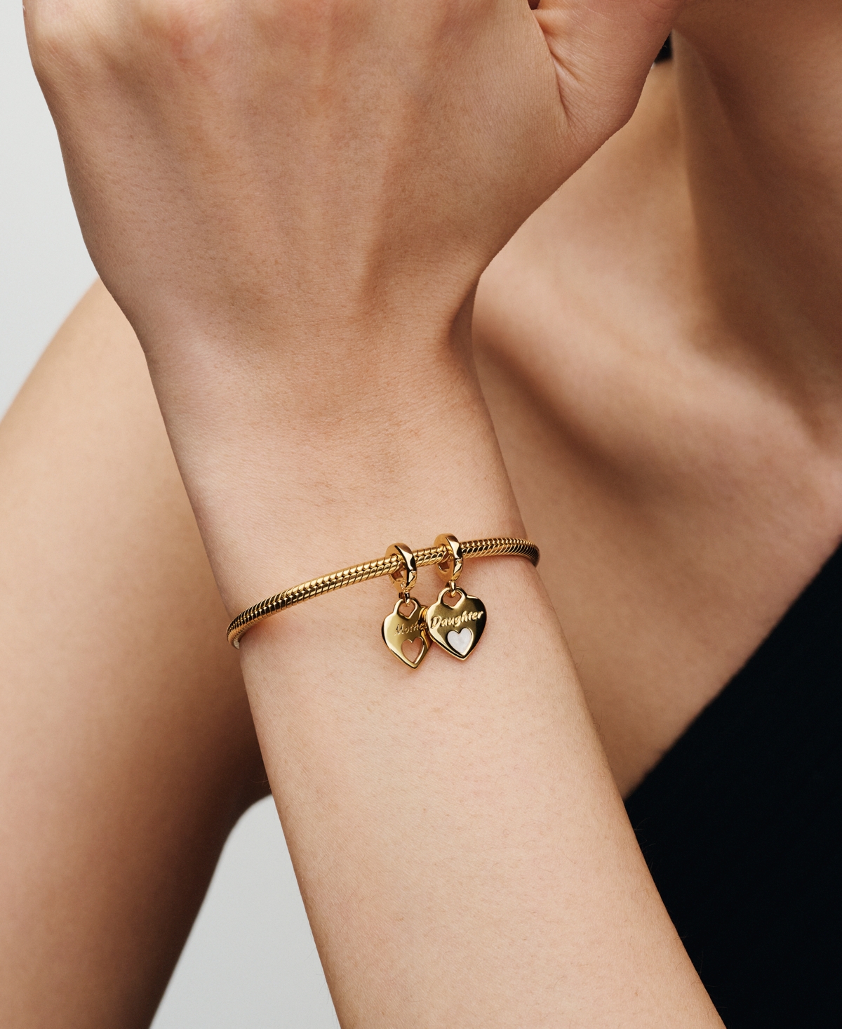 Pandora 14k Gold-plated Double Heart Split Dangle Charm In Gold