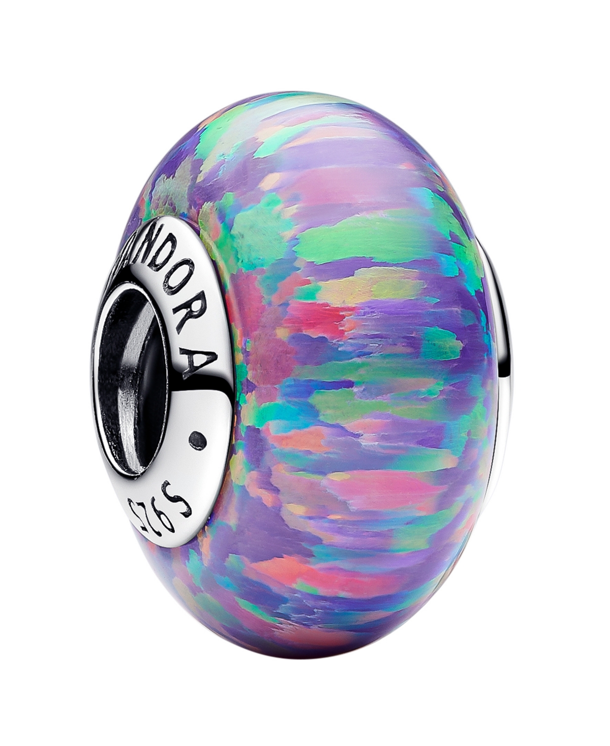 Pandora Sterling Silver Opalescent Purple Charm In Silver