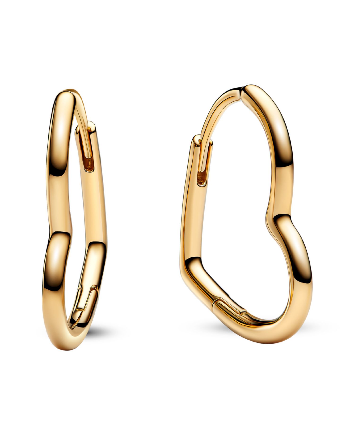 14K Gold-Plated Asymmetrical Heart Hoop Earrings