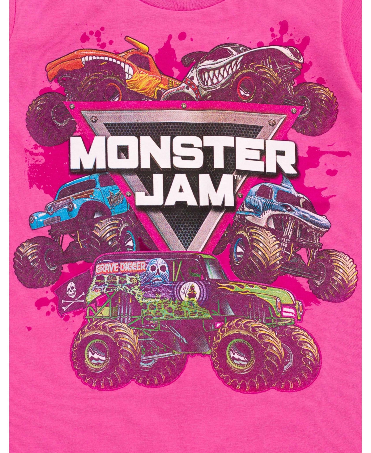 Monster Jam Toddler Girls 2 Pack T-Shirts to Grave Digger El Toro Loco Whiplash Monster Mutt Dalmatian Megalodon -/ gray