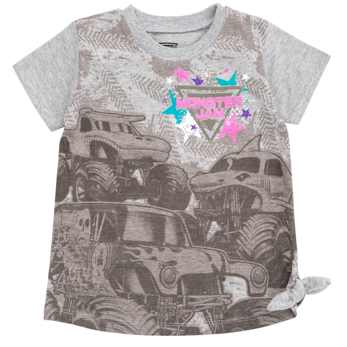 Monster Jam Toddler Girls 2 Pack T-Shirts to Grave Digger El Toro Loco Whiplash Monster Mutt Dalmatian Megalodon -/ gray