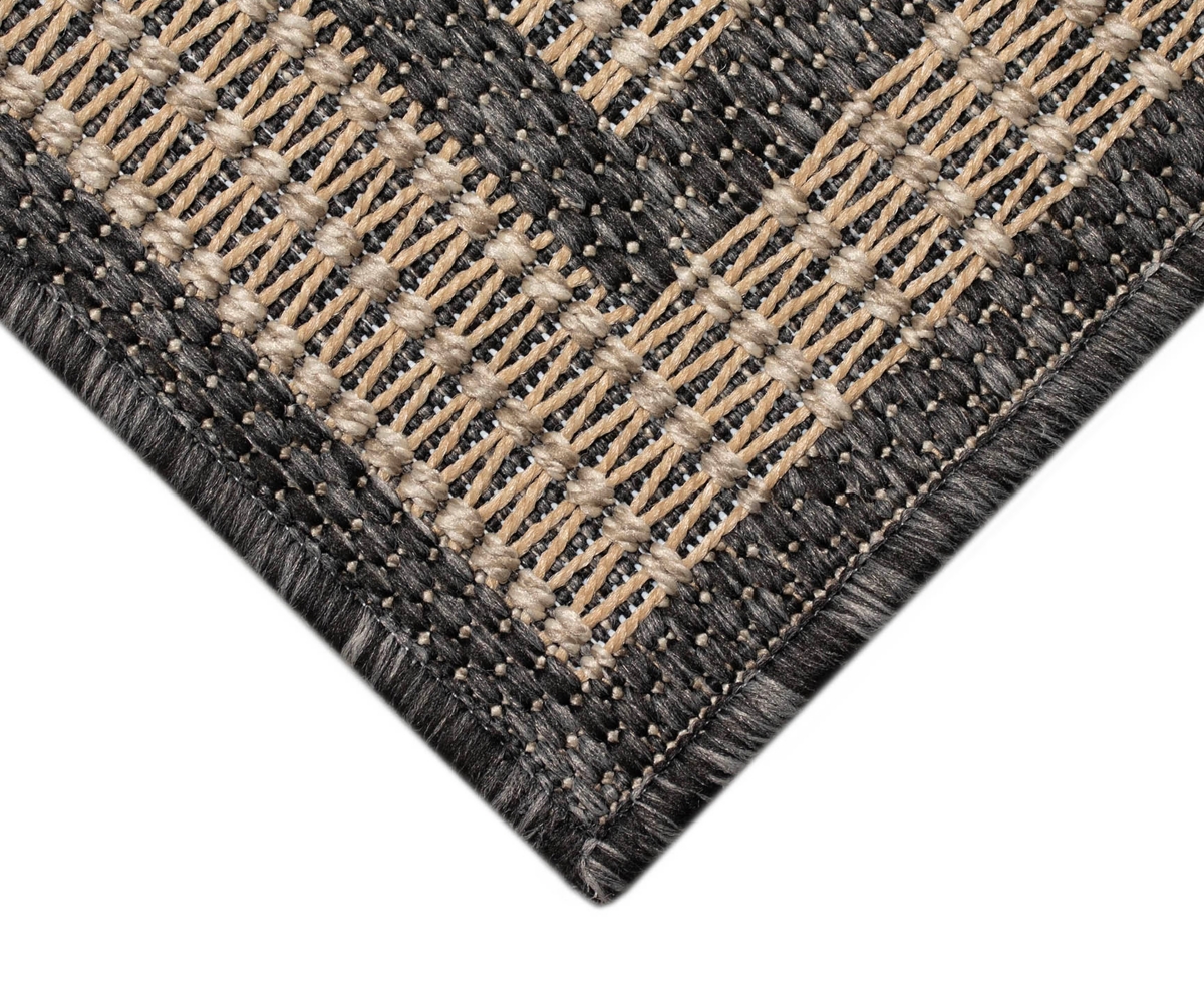Liora Manne Monaco Striped Border 1'11"x7'6" Runner Area Rug In Taupe