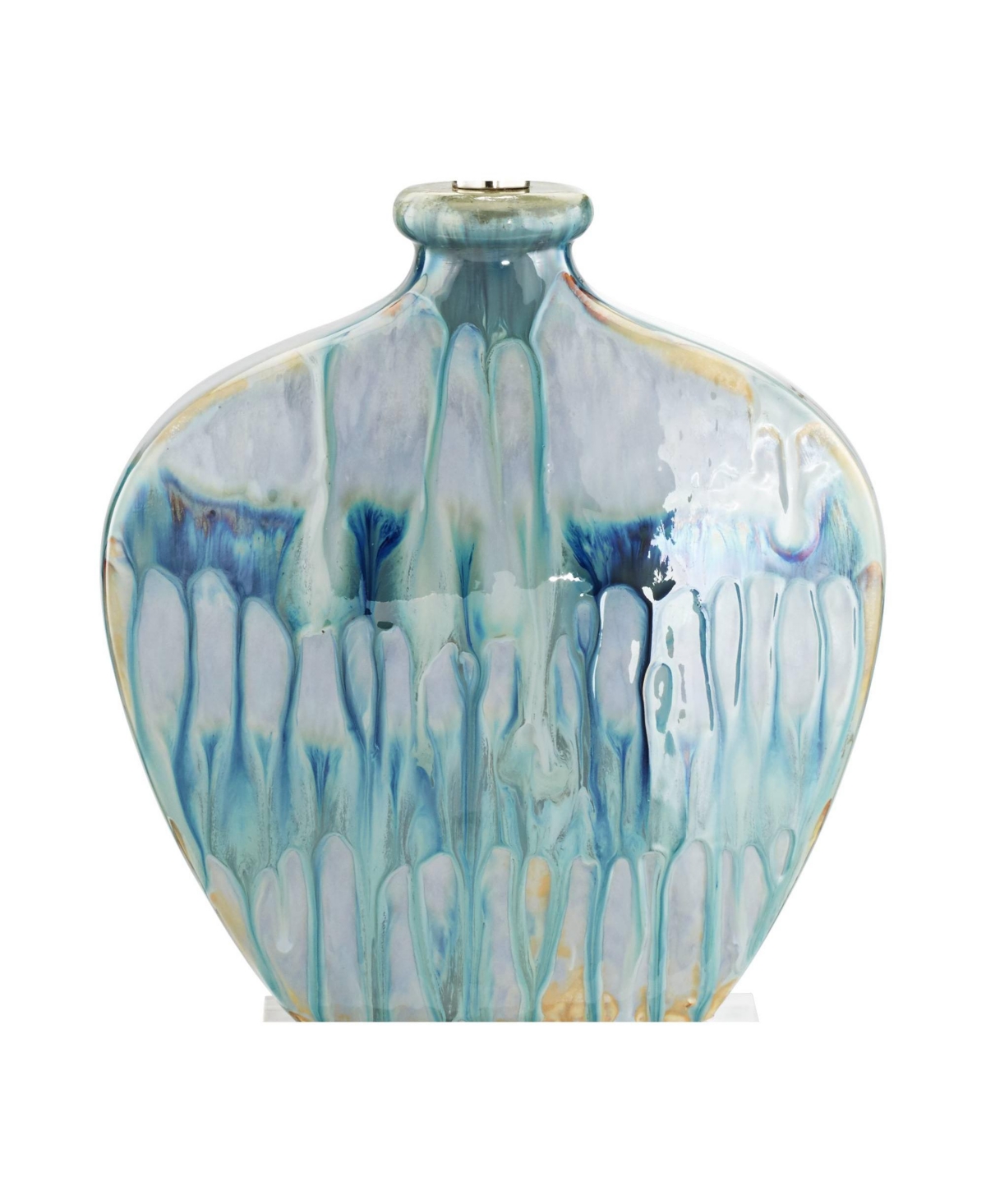 Possini Euro Design Mia Modern Table Lamp with Table Top Dimmer HighDrip Glaze Ceramic Off White Oval Shade Decor for Living Room Bedroom Ho