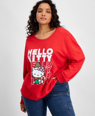 Love Tribe - Trendy Plus Size Holiday Hello Kitty Long-Sleeve T-Shirt