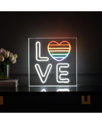 Love Square Contemporary Glam Acrylic Box USB Operated LED Neon Light