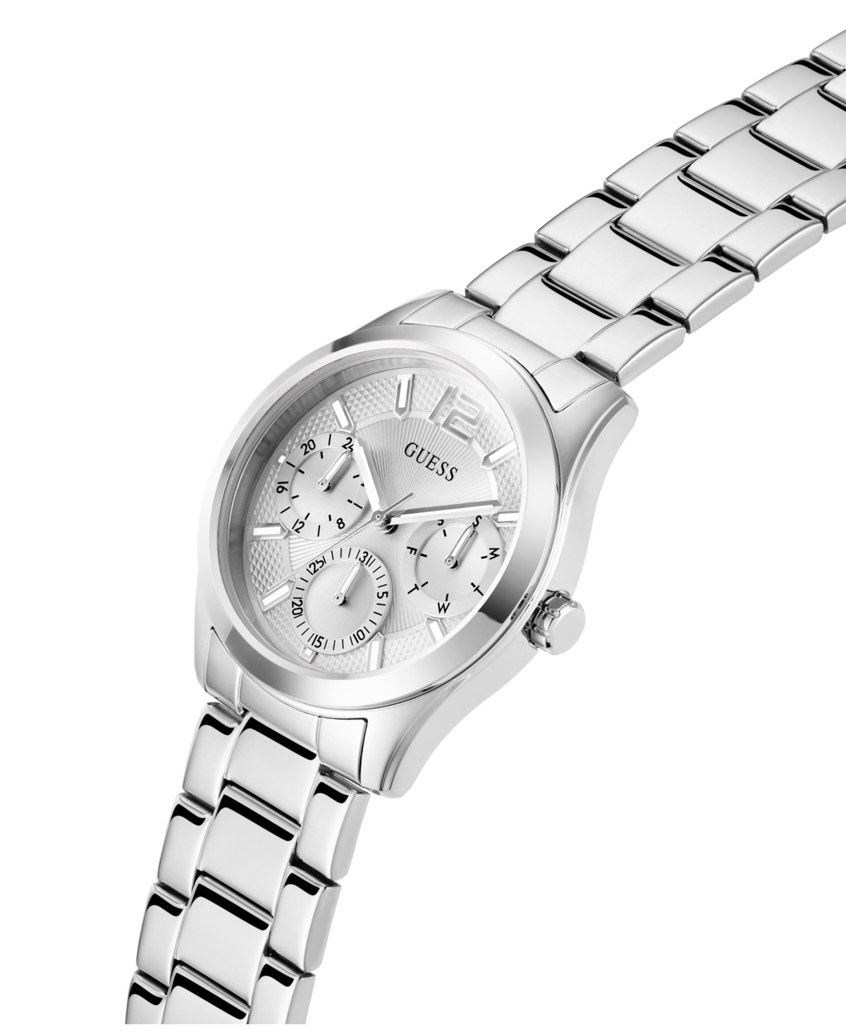 Guess Women's Multi-function Silver Stainless Steel Watch 38mm In Silver