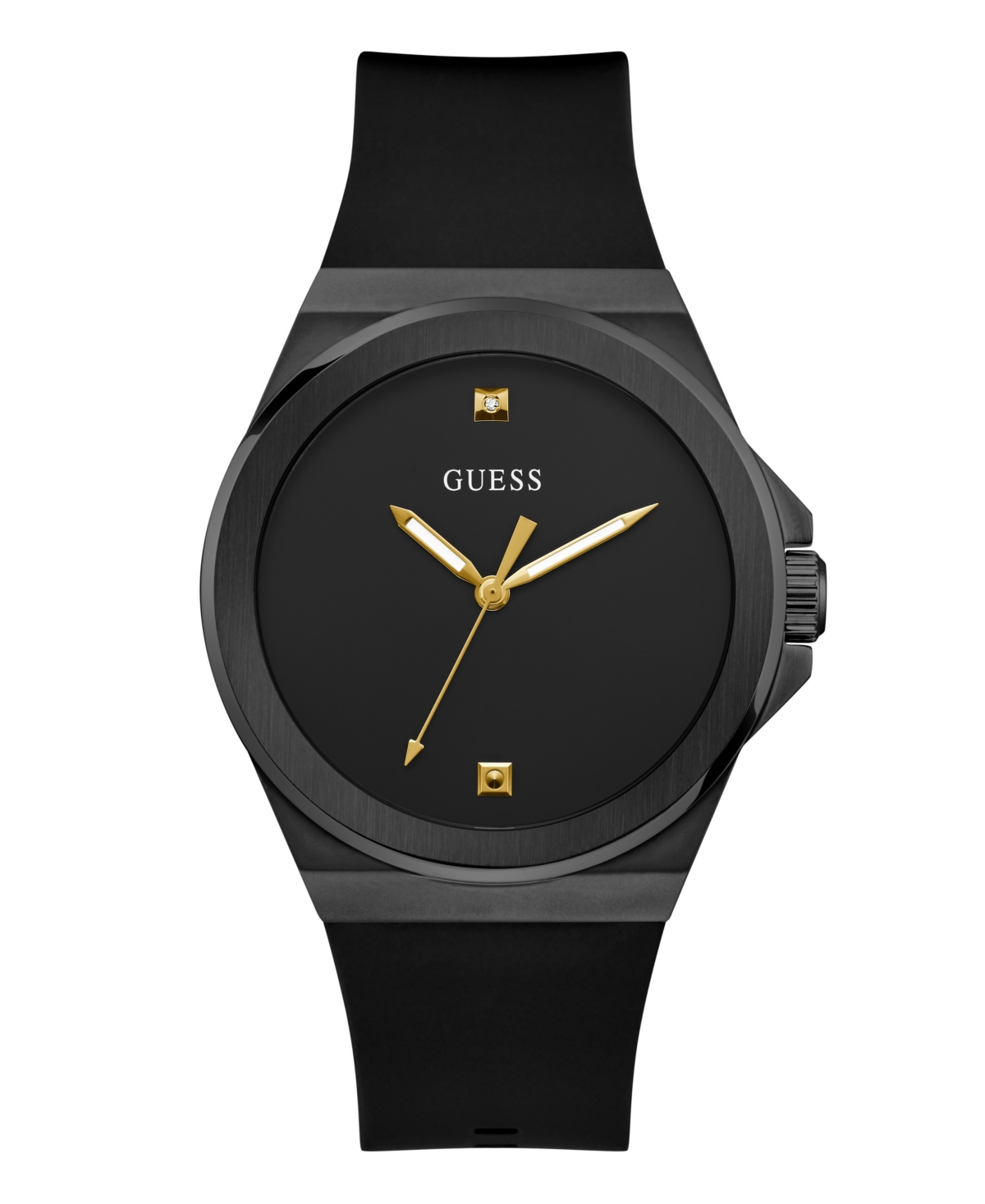 Guess Men's Analog Black Silicone Watch 44mm