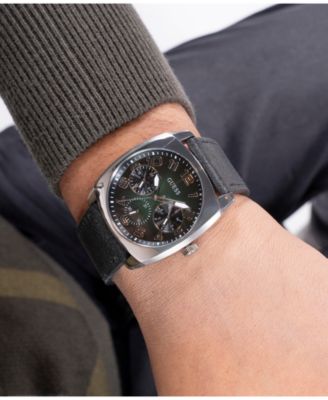 Men's Multi-Function Black Genuine Leather Watch 41mm